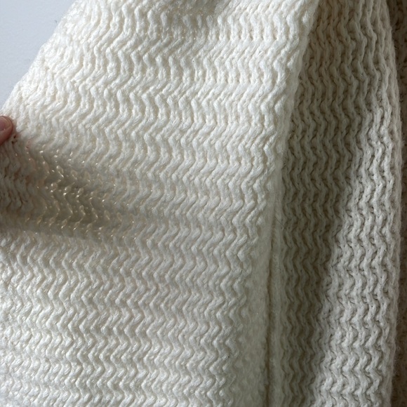 Ann Taylor Cream Textured Knit Alpaca Merino Wool Cardigan XL Open Front Cozy - Picture 5 of 9